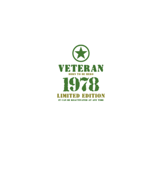VETERAN, BORN TO BE HERO, SZÜLETÉSNAPI ÉVSZÁM FELIRATTAL 1978 minta királykék pólón