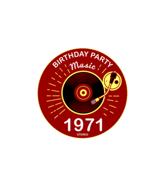 BIRTHDAY PARTY MUSIC, BAKELIT LEMEZJÁTSZÓ 1971 STEREO minta fehér pólón