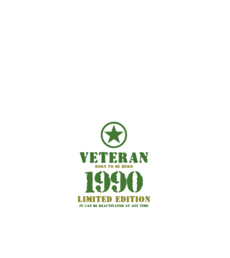 VETERAN, BORN TO BE HERO, SZÜLETÉSNAPI ÉVSZÁM FELIRATTAL 1990 minta fehér pólón