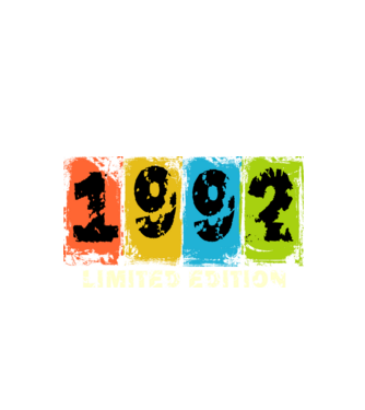 grunge évszám, limited edition felirattal, születésnapi dátum, 1992 minta fekete pólón