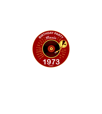 BIRTHDAY PARTY MUSIC, BAKELIT LEMEZJÁTSZÓ 1973 STEREO minta fekete pólón
