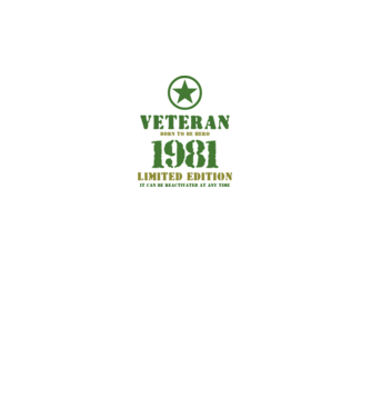 VETERAN, BORN TO BE HERO, SZÜLETÉSNAPI ÉVSZÁM FELIRATTAL 1981 minta királykék pólón