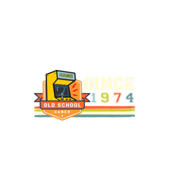 old school gamer, since 1960, régi játékos, szültésnap, 1974 minta homokszín pólón