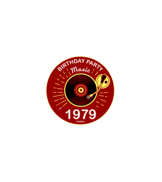 BIRTHDAY PARTY MUSIC, BAKELIT LEMEZJÁTSZÓ 1979 STEREO minta fekete pólón