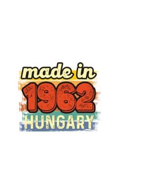made in hungary felirat, retro évszám, grunge stílus, 1962 minta fekete pólón