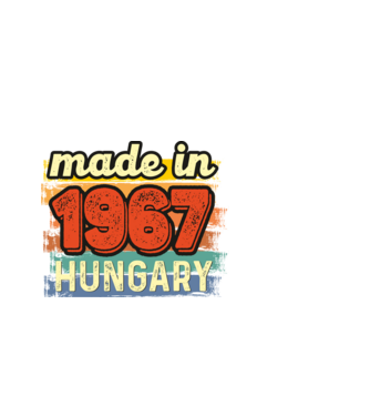 made in hungary felirat, retro évszám, grunge stílus, 1967 minta fekete pólón