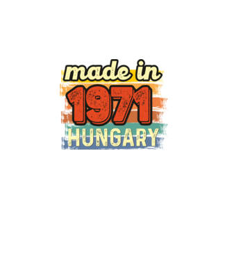 made in hungary felirat, retro évszám, grunge stílus, 1971 minta fekete pólón