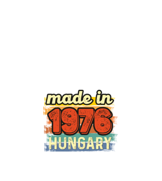 made in hungary felirat, retro évszám, grunge stílus, 1976 minta fekete pólón