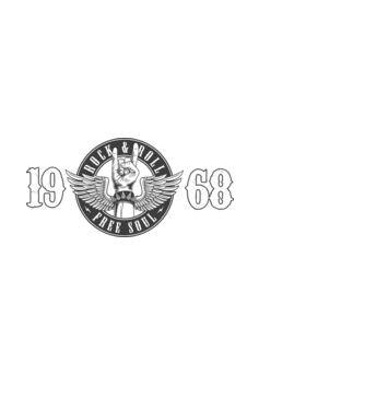 ROCK AND ROLL FREE SOUL ÉVSZÁM, ROCKER SZÜLETÉSNAP, 1968 minta fekete pólón