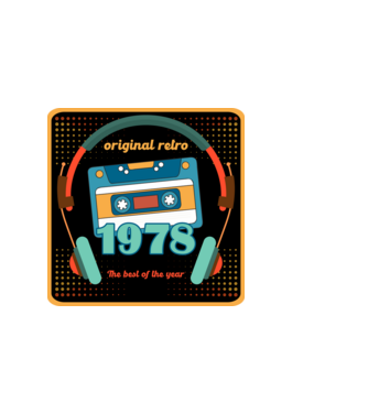 original retro audió kazetta, füles, régi magnókazetta évszámmal. 1978 minta piros pólón