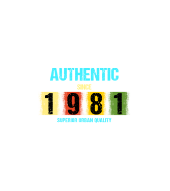 AUTHENTIC SINCE 1981, SUPERIOR URBAN QUALITY, 1980-BAN SZÜLETETT minta fekete pólón