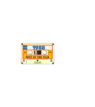 retro születésnapi audio kazetta, magnókazetta, best of the year 1988 minta sötétkék pólón