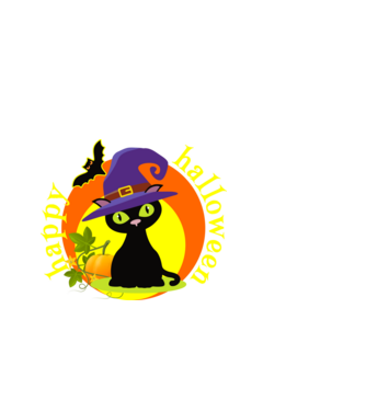 happy halloween boszorkány macskája minta fekete pólón