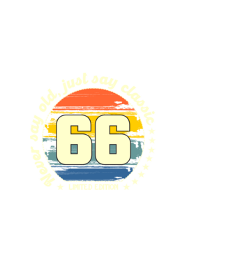 never say old, just say classic, retro, vintage, szülinapi embléma, szám, 66 minta sötétkék pólón