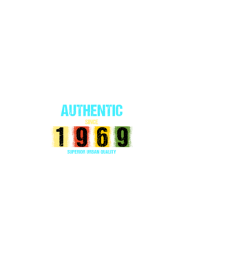 AUTHENTIC SINCE 1969, SUPERIOR URBAN QUALITY, 1969-BEN SZÜLETETT minta sötétkék pólón