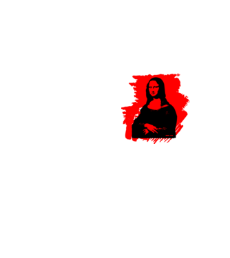mona lisa, grunge, graffiti portré piros minta neonsárga pólón