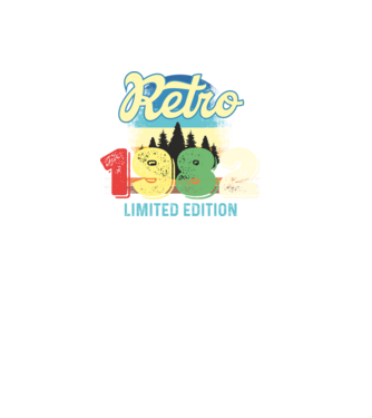 retro évszám, limited edition, 1982-ben születetteknek minta fekete pólón