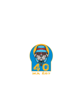 na és 40 éves születésnap, cool kutya sapkában minta fehér pólón