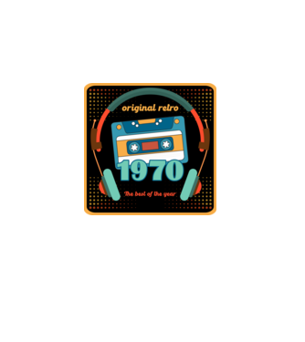 original retro audió kazetta, füles, régi magnókazetta évszámmal. 1970 minta bordó pólón