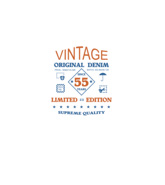 vintage original denim 55 év óta minta fehér pólón