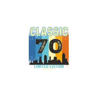 CLASSIC LIMITED EDITION,  70 éves szülinapra retro póló minta fekete pólón