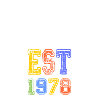 EST 1978 , alapítva 1978-ban, születlésnapi felirat 1978-ban születetteknek, gunge stílus minta fekete pólón