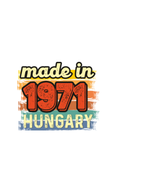 made in hungary felirat, retro évszám, grunge stílus, 1971 minta fekete pólón