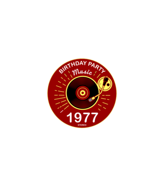 BIRTHDAY PARTY MUSIC, BAKELIT LEMEZJÁTSZÓ 1977 STEREO minta fekete pólón