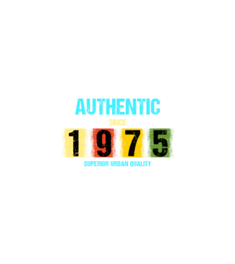 AUTHENTIC SINCE 1975, SUPERIOR URBAN QUALITY, 1975-BEN SZÜLETETT minta fekete pólón