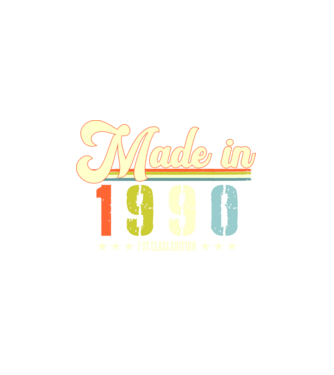 made in 1990, 1st class edition, születésnap, 1990-ben készült minta fehér pólón