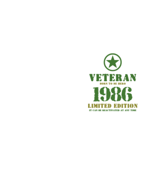 VETERAN, BORN TO BE HERO, SZÜLETÉSNAPI ÉVSZÁM FELIRATTAL 1986 minta neonsárga pólón