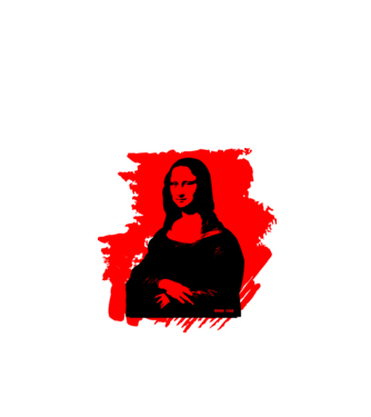 mona lisa, grunge, graffiti portré piros minta fekete pólón