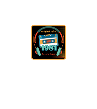 original retro audió kazetta, füles, régi magnókazetta évszámmal. 1981 minta fehér pólón