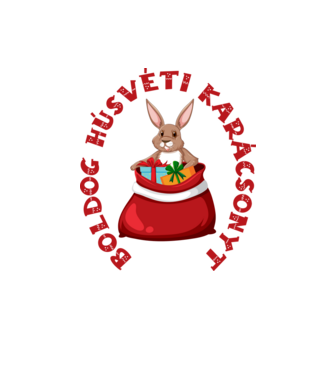 boldog húsvéti karácsonyt, karácsonyi nyuszis póló minta homokszín pólón
