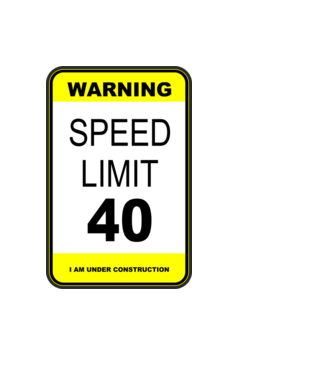 warning speed limit 40 , under construction minta fekete pólón