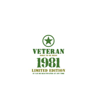 VETERAN, BORN TO BE HERO, SZÜLETÉSNAPI ÉVSZÁM FELIRATTAL 1981 minta homokszín pólón