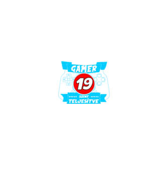 született gamer 19 éves szint teljesítve minta fekete pólón