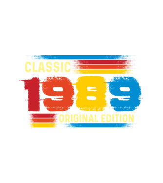classic, original edition, retro, vintage évszám, születésnapi dátum, 1989 minta fehér pólón