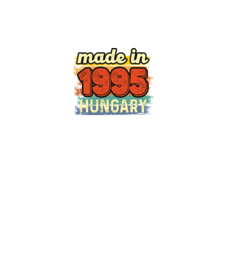 made in hungary felirat, retro évszám, grunge stílus, 1995 minta fekete pólón