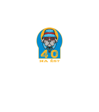 na és 40 éves születésnap, cool kutya sapkában minta királykék pólón