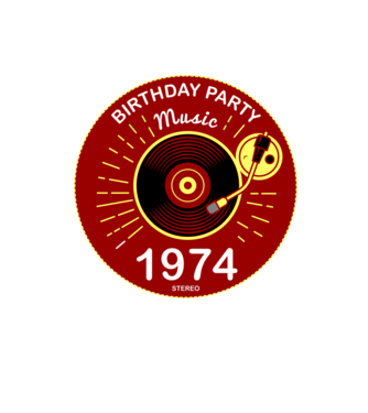 BIRTHDAY PARTY MUSIC, BAKELIT LEMEZJÁTSZÓ 1974 STEREO minta homokszín pólón
