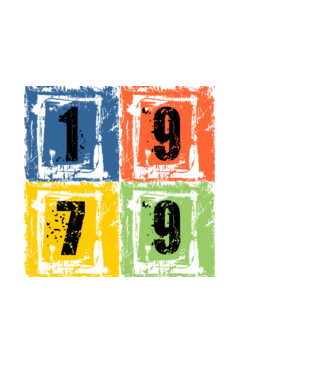 grunge number, szám 1979 minta fekete pólón