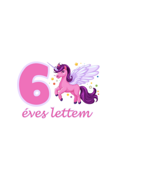 6 éves lettem rózsaszín unikornis minta fekete pólón
