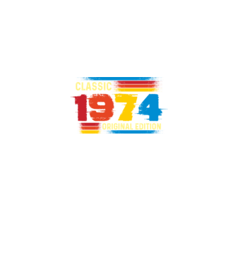 classic, original edition, retro, vintage évszám, születésnapi dátum, 1974 minta farmerkék pólón