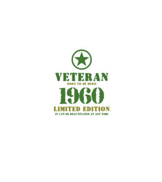 VETERAN, BORN TO BE HERO, SZÜLETÉSNAPI ÉVSZÁM FELIRATTAL 1960 minta homokszín pólón