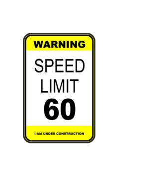 warning speed limit 60 , under construction minta fekete pólón