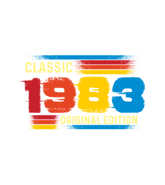 classic, original edition, retro, vintage évszám, születésnapi dátum, 1983 minta fehér pólón