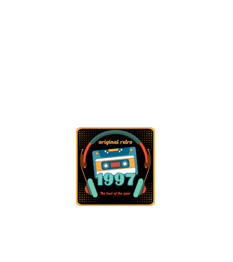 original retro audió kazetta, füles, régi magnókazetta évszámmal. 1997 minta fehér pólón