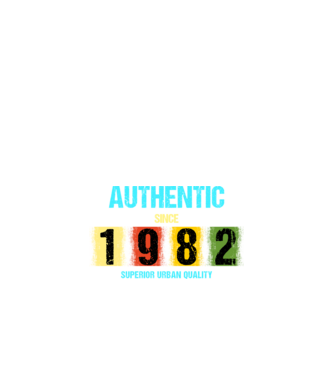 AUTHENTIC SINCE 1982, SUPERIOR URBAN QUALITY, 1982-BeN SZÜLETETT minta fekete pólón