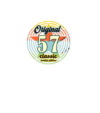 original classic, limited edition, születésnapi embléma, 57 éves minta fekete pólón
